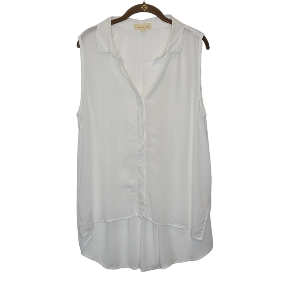 Cloth & Stone Sleeveless Button Up Shirt L White